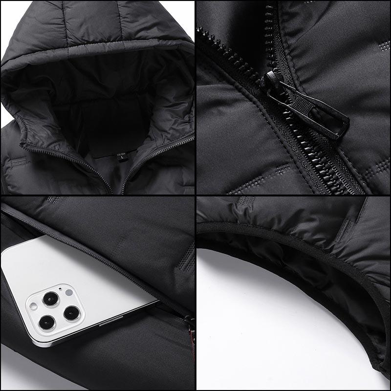 Жилеты с капюшоном мужские зимние однотонные утепленные безрукавки теплая куртка ветрозащитный повседневный жилет утолщенные парки куртки