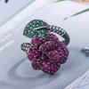 Jewelry Copper Bottom Gold-Plated Simulation Red Corundum Black Gold Flower Personalized Ring Female