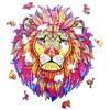 602220 - Puzzle en Bois Animaux : Lion A3 - 218 pcs - Formes uniques - Puzzle Adultes - Boite cadeau - Dès 12 ans.
