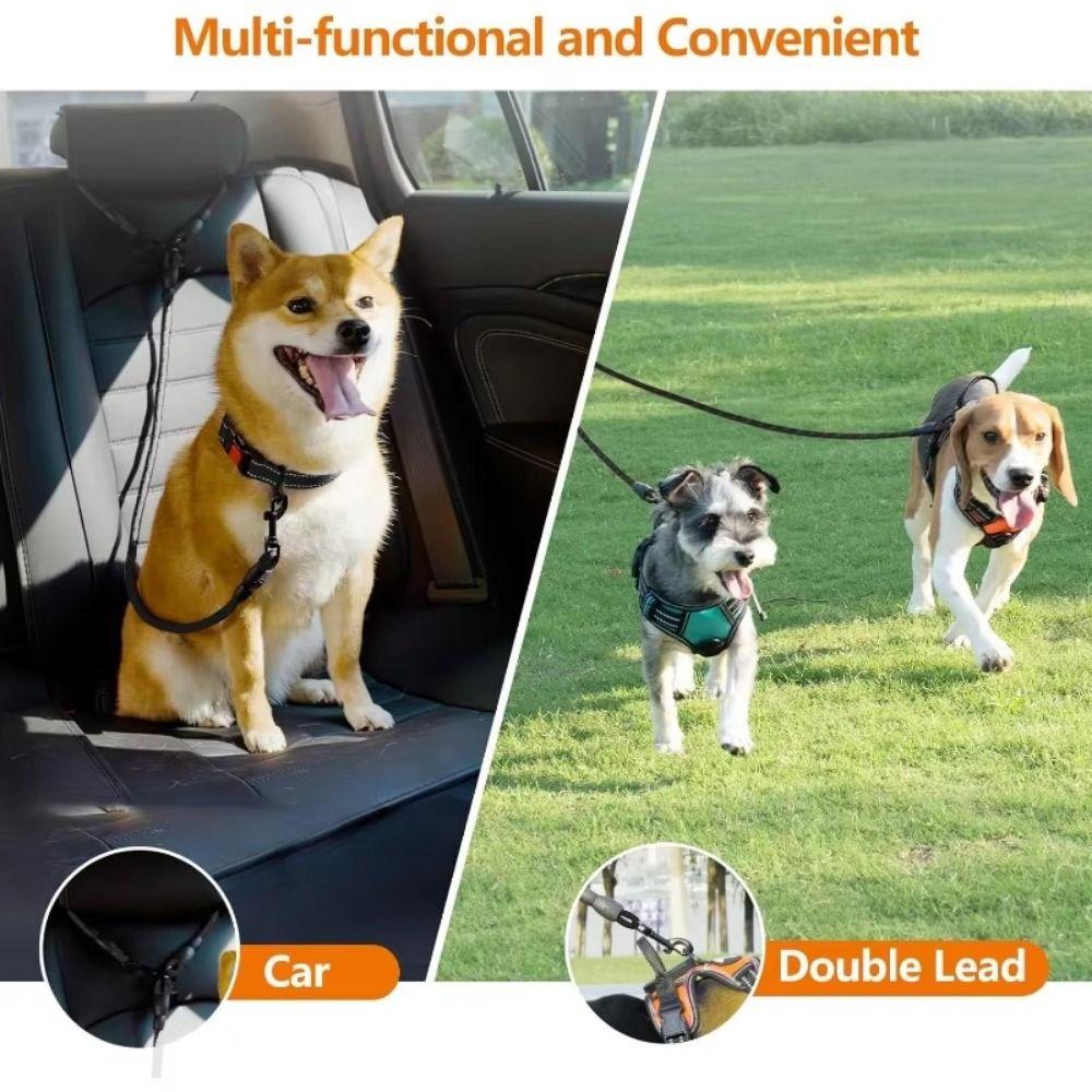 Reflective Dual Dog Leash Durable Double Lead Pet Leash for Small Medium Large Dogs