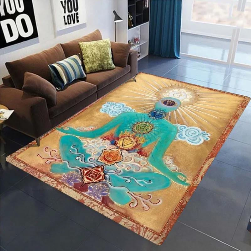 Meditation Chakras Design Area Rugs Non-Slip Carpet Mat for Bedroom Living Room Decor Rug Spiritual Home Mat Living Room Decor