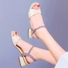 Fashion Women's Sandals Block Heel For Office Work Open Toe Chunky Ladies Shoes Green Leather Thick On Offer And Premium Korea Vip