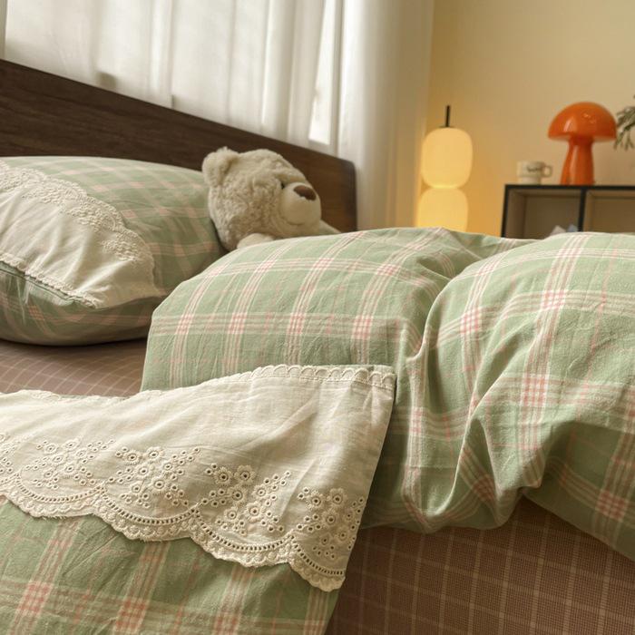 Французский стираный хлопковый комплект постельного белья Класса А, 2026 Студенческий Простой Muji Дом, 4 предмета