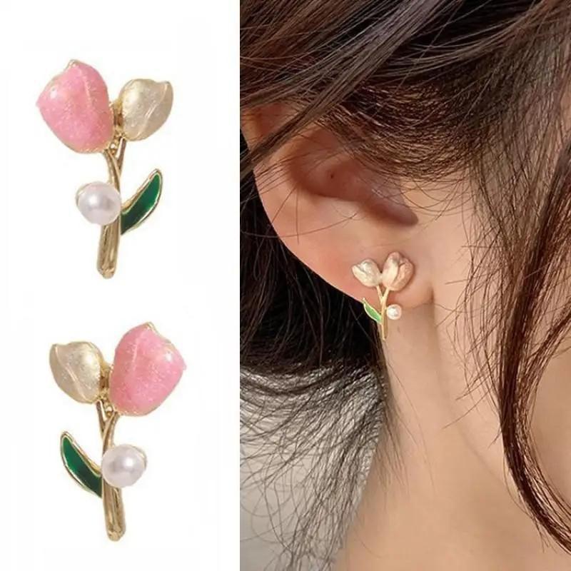Серьги-цветы из кристаллов на серебряной основе 925 пробы, корейская мода, для женщин, ювелирные изделия, трендовые, роскошные, женские, французские, с жемчугом