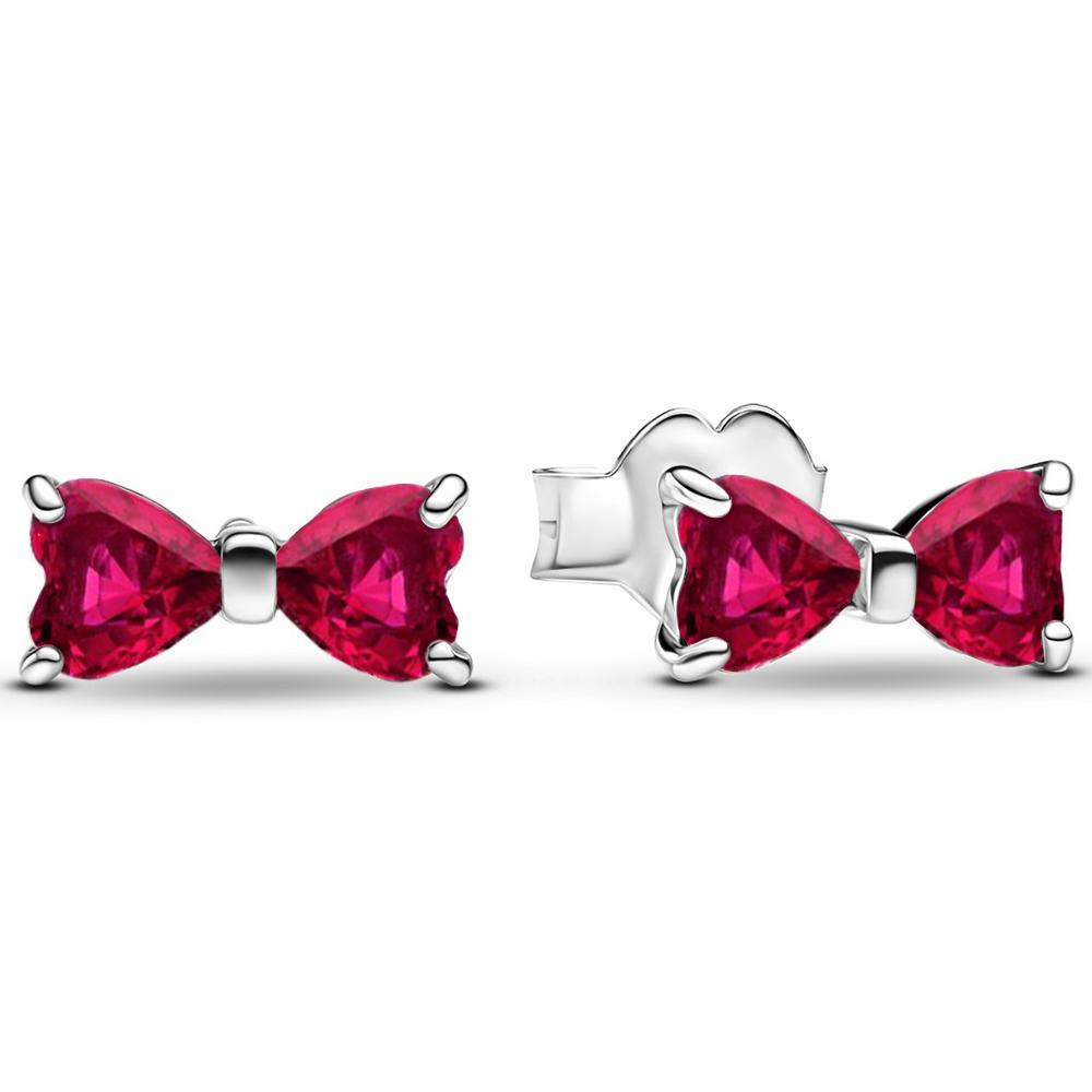 Luxury 925 Silver Santa Claus Bell Hoop Earrings Red Heart Bow Fruit Stud Earring For Women Christmas Fine Jewelry Gift