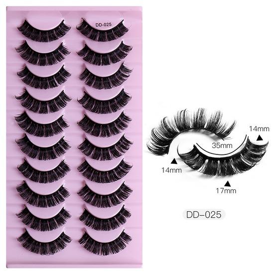 10 Pairs False Eyelashes Russian Strip Lashes Extension Faux Cils Naturel Eyelash Extension D Curl Strip Lashes Makeup Beauty Magnetic Eyelashes