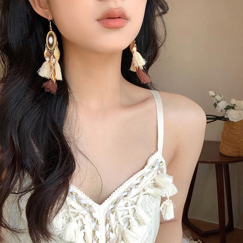 Серьги с кисточками «Полумесяц Феникса»: Этнический Ретро Дизайн, Легкая Роскошь, Женские Летние Украшения