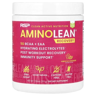 AminoLean® Recovery, без кофеина, гибискус-лимонад, 7,52 унции (213 г)