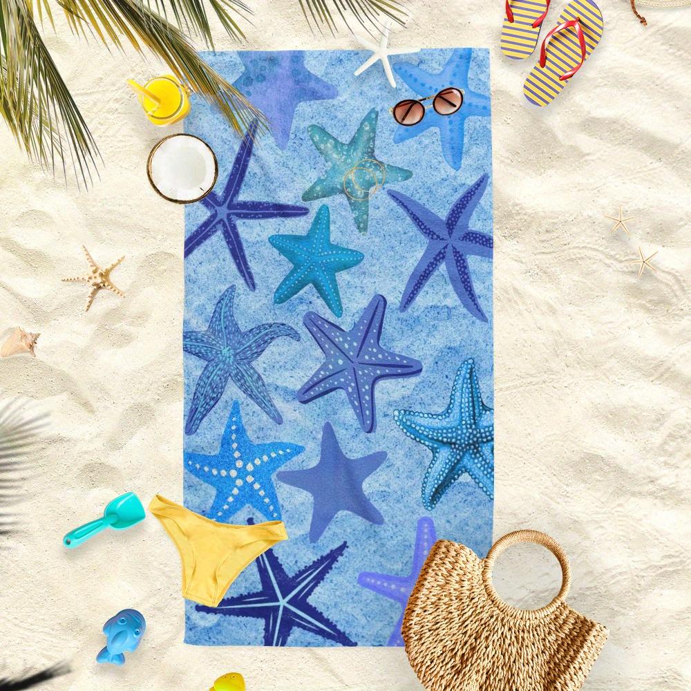 Vibrant Starfish Print Beach Towel, Ideal for Summer Beach Pool Fun Hand Towel