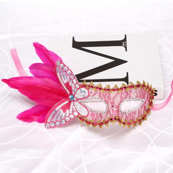 Маскарадная маска для женщин, венецианская маска из перьев с блестками, бабочками, аксессуар для косплея на Хэллоуин для выпускного вечера Марди Гра