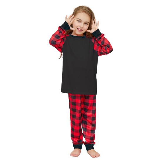 2 шт./компл. Комплект семейных пижам в тон, топ с круглым вырезом и длинными рукавами, клетчатые брюки, праздничный, для родителей и детей