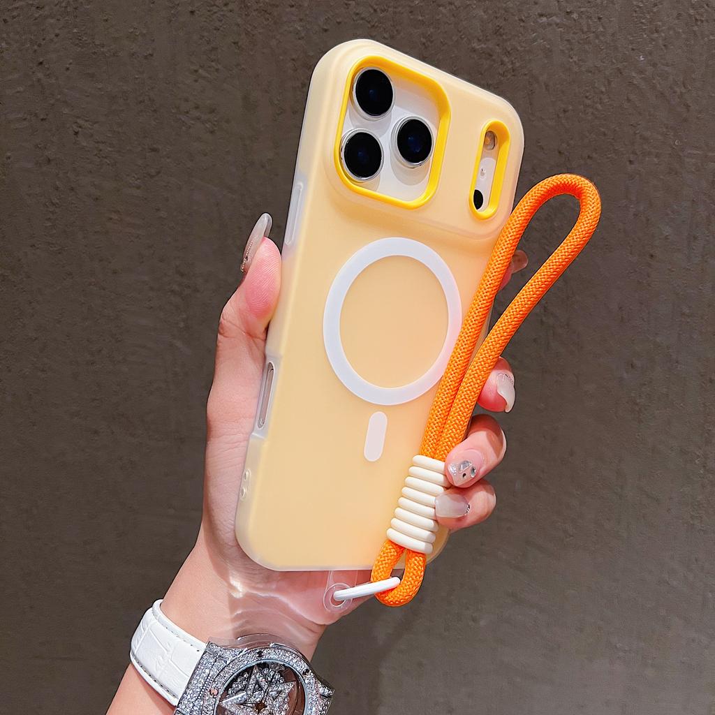 Конфетный контрастный ремешок Магнитный чехол для телефона для IPhone 17 Air 16 15 14 13 12 Pro Max 11 Ремешок для руки на запястье Матовый мягкий чехол из ТПУ