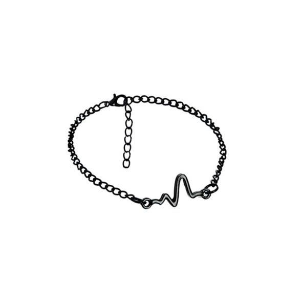 Simple Unisex Electrocardiogram Charm Adjustable Bracelet Couple Wrist Jewelry