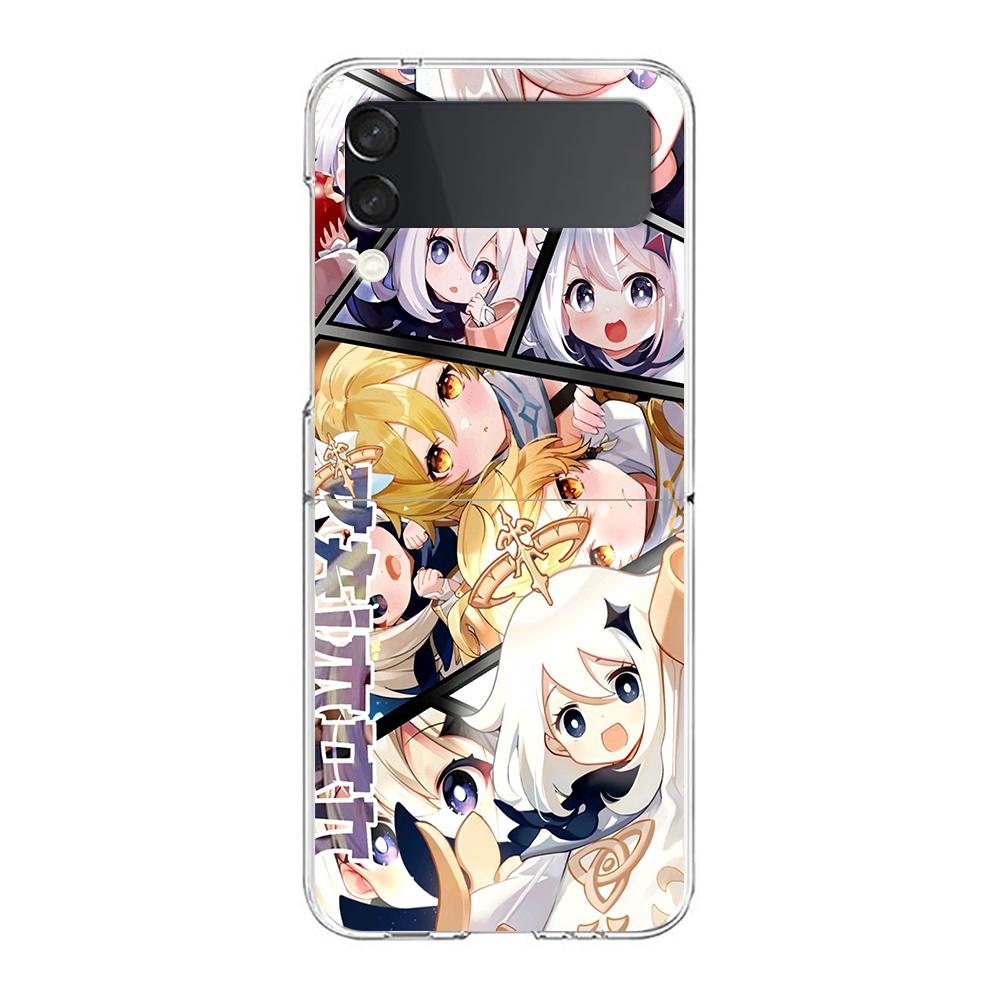 Чехол для телефона Samsung Galaxy Z Flip 3 4 5-кратный жесткий корпус из ПК для Galaxy Z Flip 3 5 прозрачный чехол Genshin Impact Ayato Wanderer