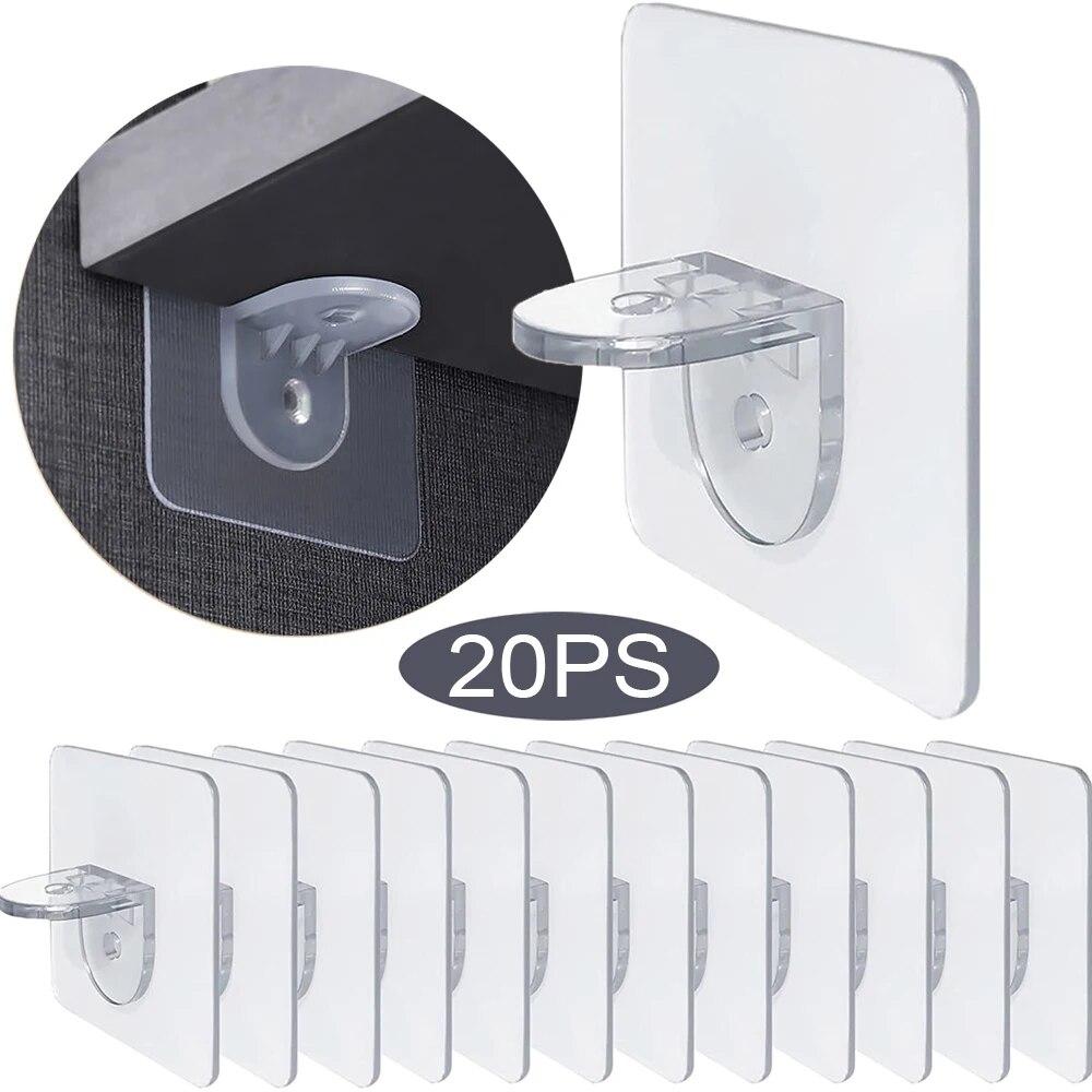 10/20Pcs Adhesive Support Shelf Bracket Non-Perforated Wardrobe Strong Partition Layer Fixed Paste Hook Home Kitchen Accessories