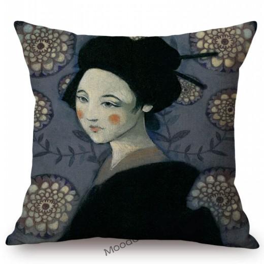 Abstract Elegant Lady Girl Cartoon Princess Queen Mermaid Lovely Dreamy Art Cotton Linen Sofa Pillow Case Linen Cushion Cover