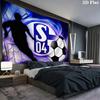 FC Schalke 04 Wall Tapestry, Football Player Silhouette Goal Net Print Wall Hanging for Soccer Fan Bedroom Decor