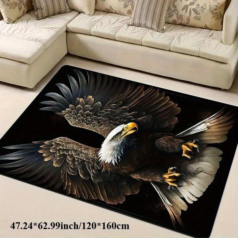 Flannel Printed Eagle Rug Bird Art Design Soft Fleece Floor Mat Living Room Carpet Wildlife Decor American Symbol Rugs