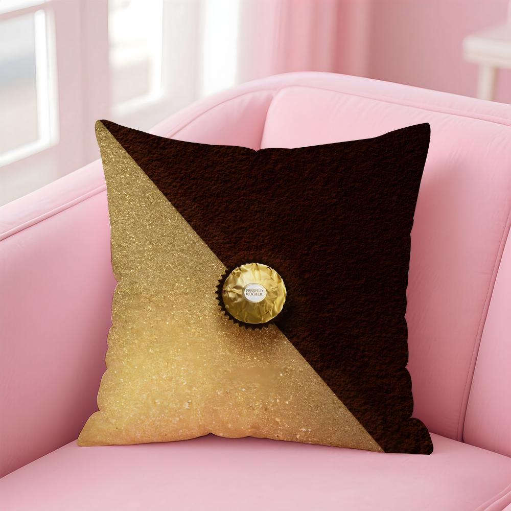Style Of FFerrero Rochers Chocolates Logo Cushion Cover Pillowcase Short Plush Invisible zipper Room Sofa Cushion Cover