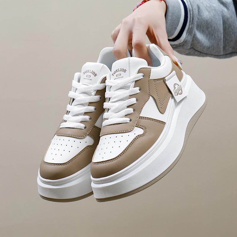 Женские легкие кроссовки на платформе, нескользящие дышащие прогулочные туфли на шнуровке, спортивная обувь, новые повседневные кроссовки из искусственной кожи для женщин