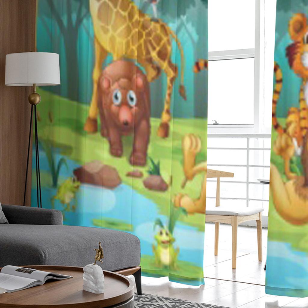 Тюлевые шторы с животными, живущими в лесу, прозрачные занавески для гостиной, вуаль для спальни, декоративные шторы из органзы