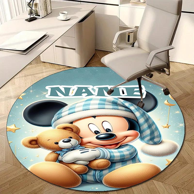 Personalized M-Mickey Round Chair Office Rug - Perfect for Mat, Office Chair & More - Ideal Gift for Birthdays and Holidays
