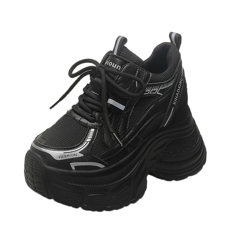 Korean Version of Thick-soled Heightened Breathable Mesh Versatile Dad Shoes 2025 Autumn Fashionable Versatile Casual Foreign Style Muffin Tide Shoes