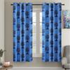 2 Piece Floral Design Panel Eyelet Polyester Long Door Curtain -  Blue
