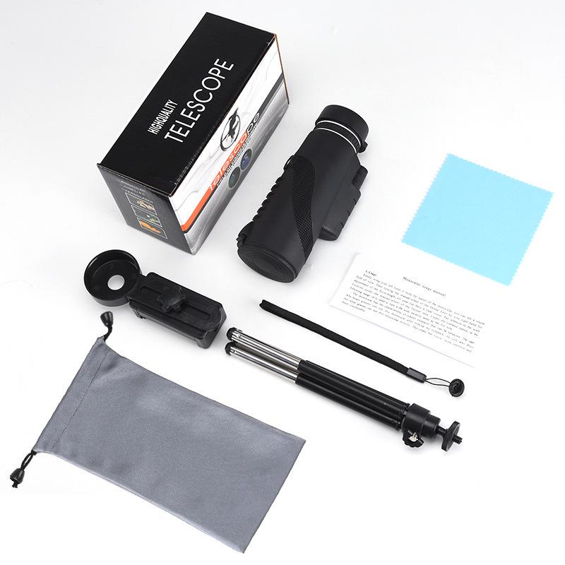 80x100 HD Monocular Telescope with High Magnification, Low-Light Night Vision, Phone Connectivity for Photography, Portable for Bird Watching