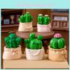 Creative Moss Miniature Artificial Cactus Cartoon Style Resin Garden Decor Piece