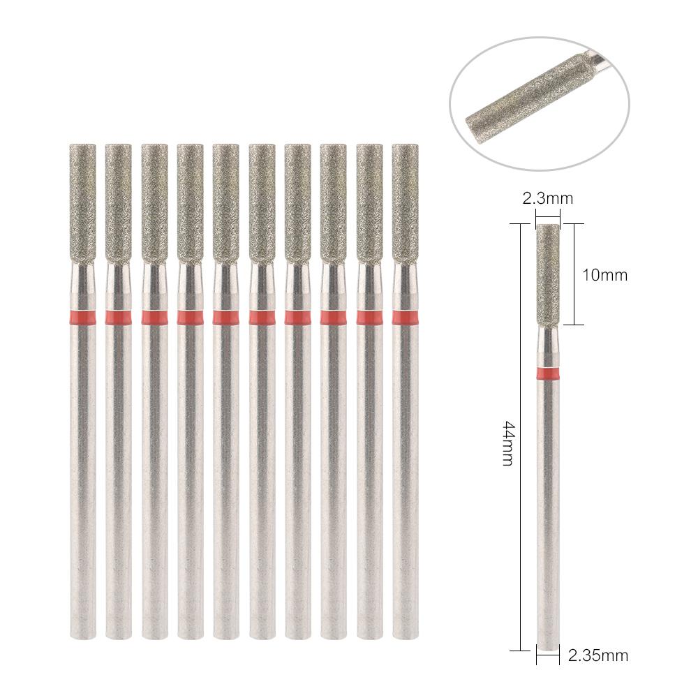 10 шт., сверла для ногтей, алмазные борфрезы, шлифовальные насадки, аксессуары для гель-лака для ногтей, инструмент для дизайна ногтей, хвостовик, резьба, полировка