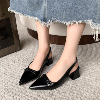 Модные новые дизайнерские сандалии на низком каблуке для женщин, модные повседневные летние туфли с пряжкой из ПУ кожи, женские туфли-лодочки однотонного цвета