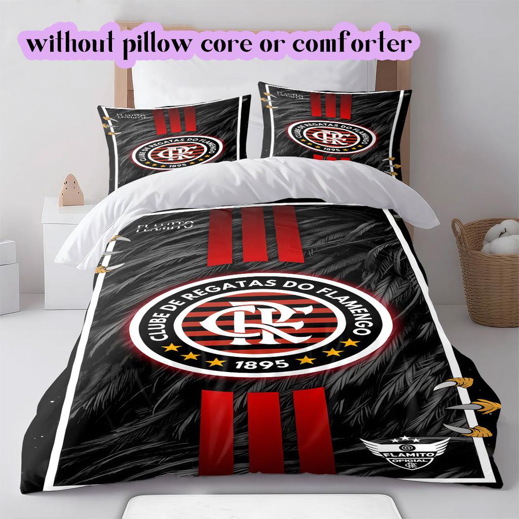 Flamengo football soccer Pattern Bedding,Quilt Set Quilt Cover Pillowcase Home Birthday Gift (1*duvet cover+2*pillowcase,without core)