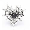 Shiny Rhinestone Spider Web Heart Ring Dark Fashion Halloween Opening Ring  Cosplay Jewelry