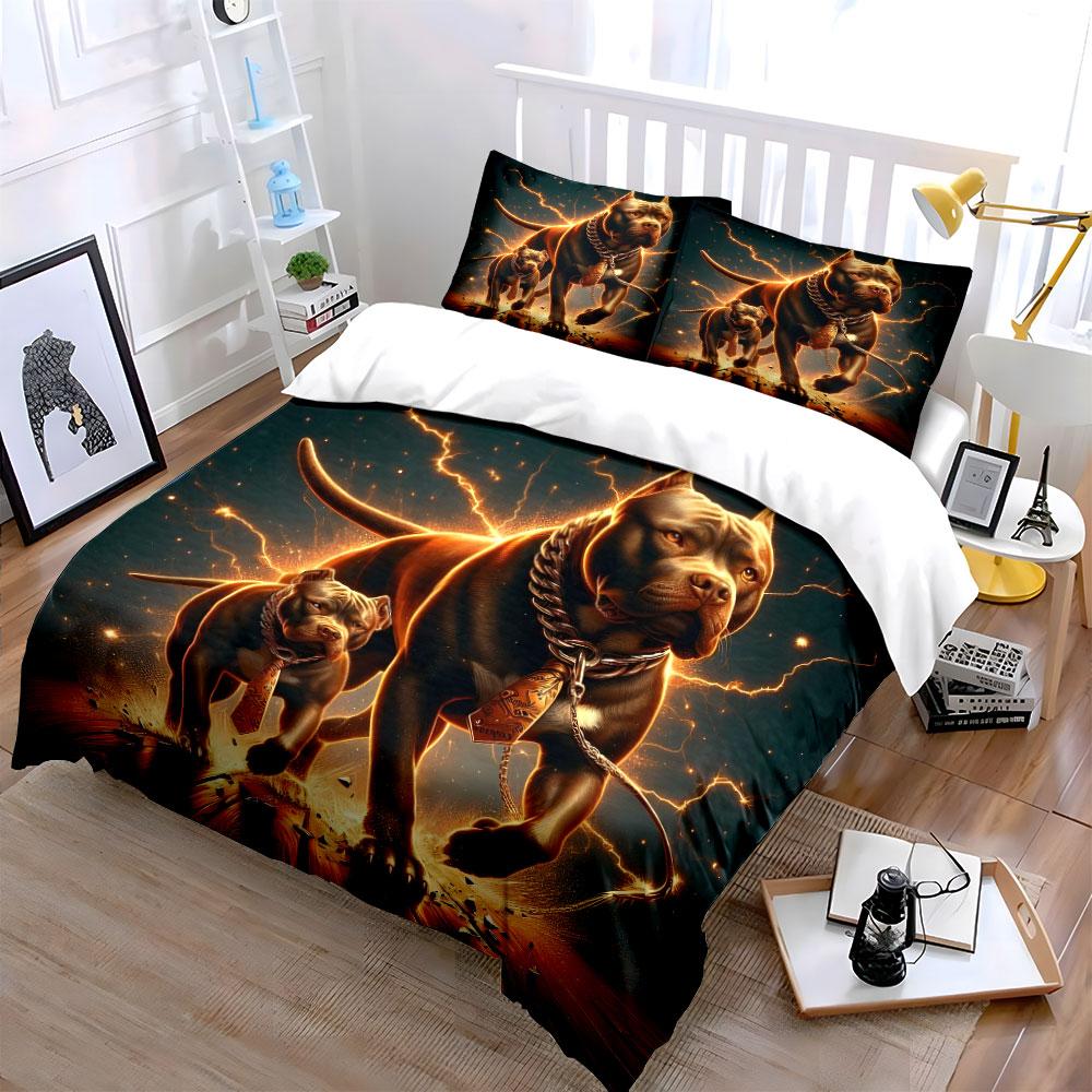 "Dog Art Print Decoration Set" Bedding Set with 1 Duvet Cover 2 Pillowcases Single Double King Queen, Gift