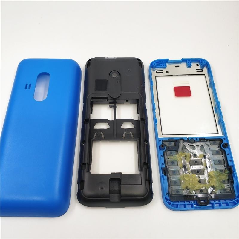 Передняя средняя рамка Задняя крышка Крышка аккумулятора Для Nokia 220 Полный корпус Чехол +Английская клавиатура+Логотип