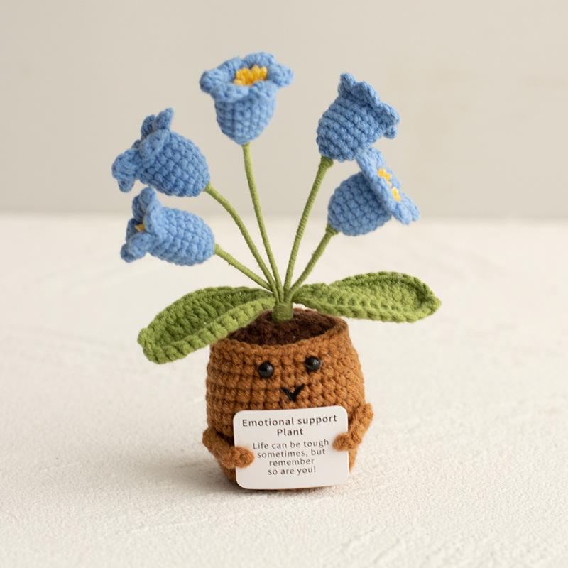 Positive Vibes Plant Doll: Knitted Potted Bouquet and Desk Ornament
