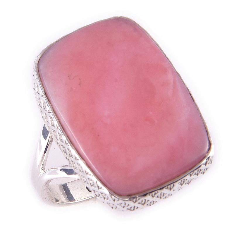 Кольцо из чистого серебра 925 пробы с натуральным розовым опалом, размер 10, S1H98