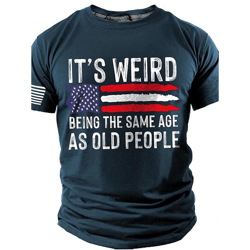 Летний топ с круглым вырезом, 3D-принтом в стиле ретро с флагом, модная повседневная дышащая мужская футболка с коротким рукавом