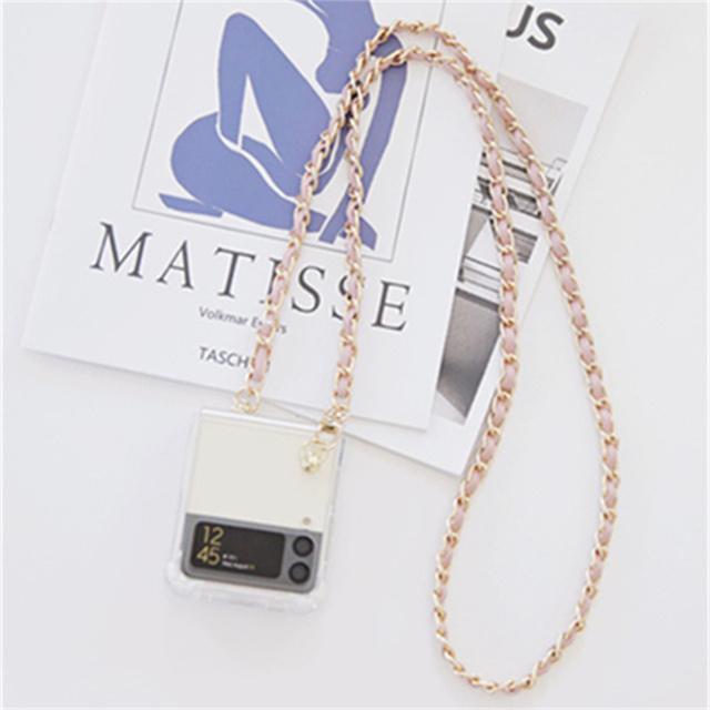Korean Crossbody Lanyard Necklace Leather Chain Phone Case For Samsung Galaxy Z Flip 4 5g Z Flip3 Zflip Shockproof Cover