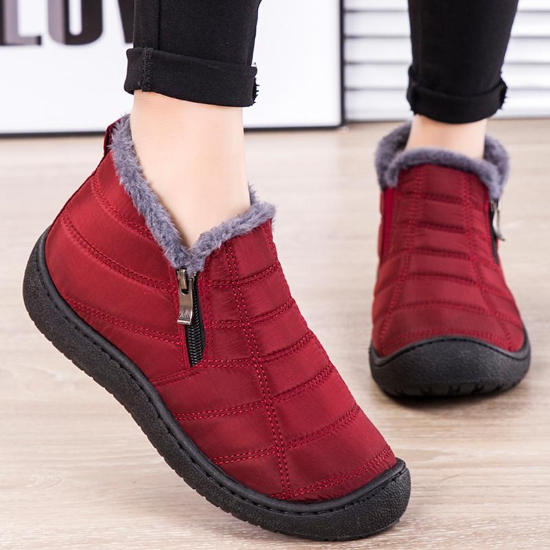 Fashion Boots Women Snow Fashion Women Shoes Waterproof Women's Boots Zipper Ladies Shoes Keep Warm Fur Botas Mujer Winter Footwear