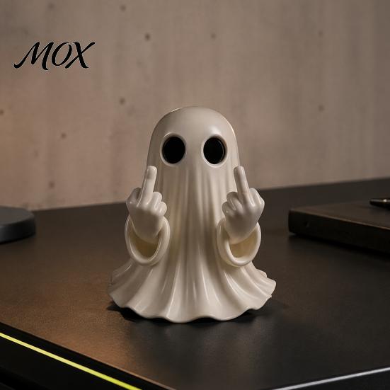 Unique Halloween Decorations Ghost Figurine, Funny Spooky Middle Finger Statue, Table Decorations, Cartoon Quirky Figurine Cute Resin Holiday Desktop