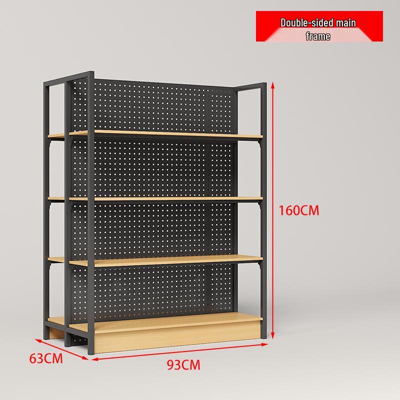 Steel-Wood Display Rack with Hooks for Snacks & Stationery