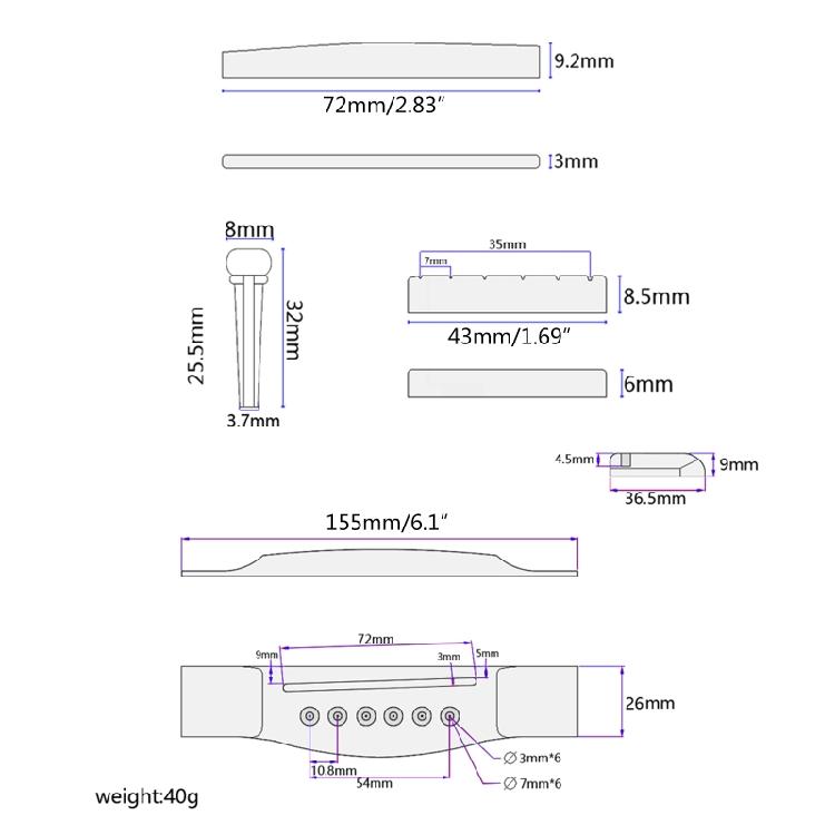 Guitar Bridge Guitar Wood Acces Spare Parts Rosewood Great Performance