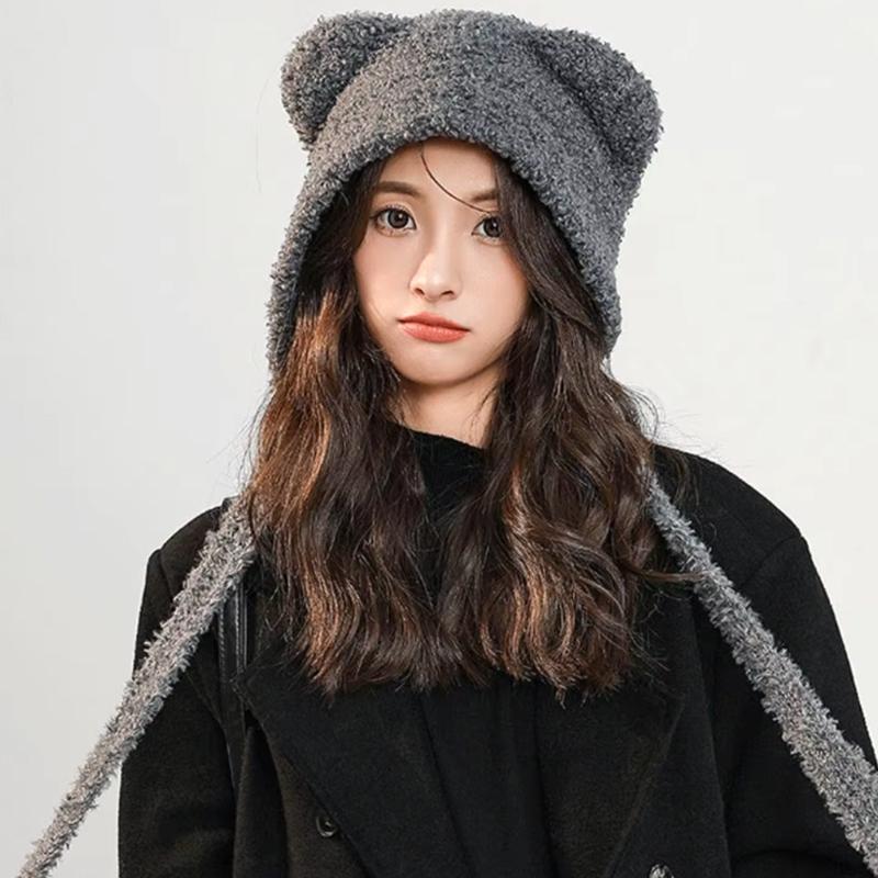 1 шт. корейская шапка вязаная шапка шерстяная шапка плюшевая шапка теплая защита ушей головная шапка