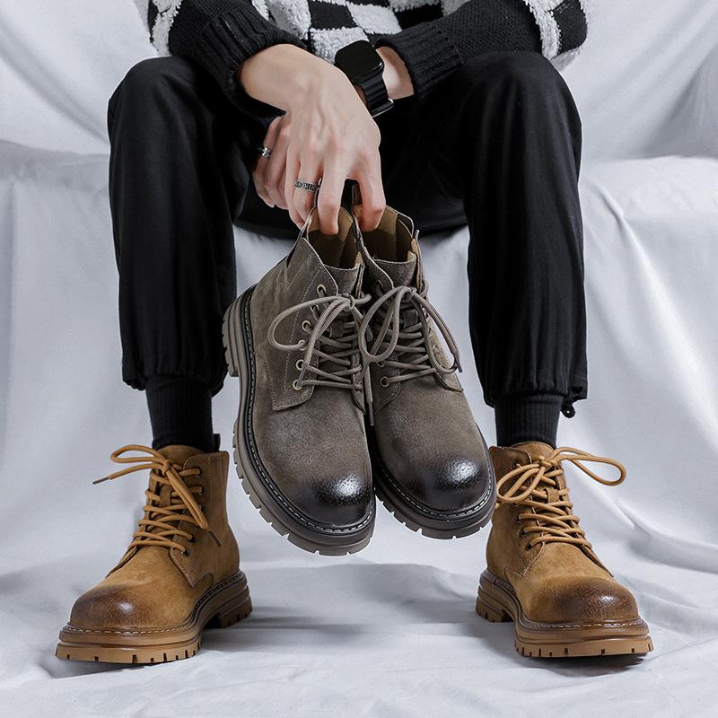 2025 Летние дышащие ботинки Martin мужские кожаные Palace Anbang Loose School Tooling Trend Desert Chelsea Boots 4514-R