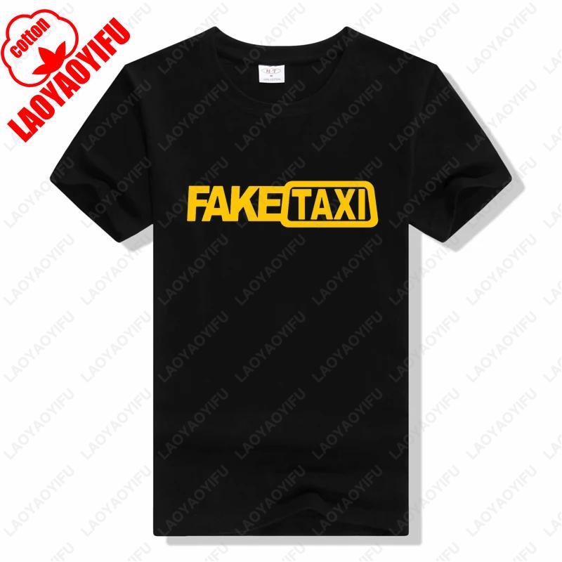 Mens Cotton Tshirt Fake Taxi Tshirt Crew Neck Short Sleeved Casual Letterprint Tshirt Summer Simple Classic Style Tops