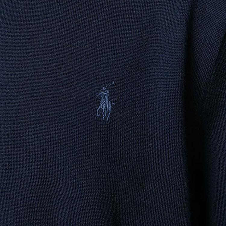 Polo Ralph Lauren FW21 Вышитый логотип с высоким воротом, мужской свитер, темно-синий 710771090-002