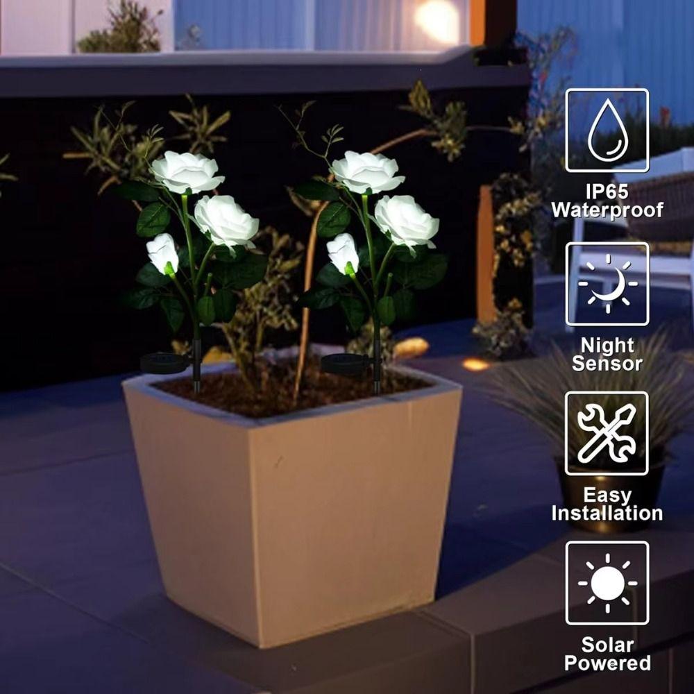 Plug-in Rose LED Solar Light Simulation Flower Solar Flower Lamp Courtyard