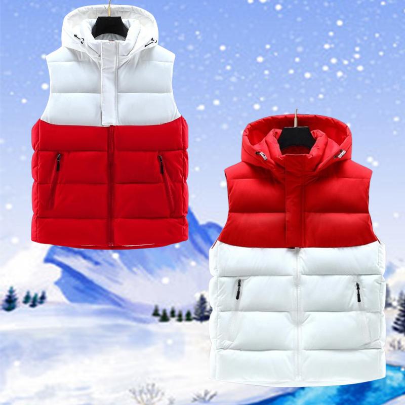 Зимние стоячие воротники, теплые капюшоны, однотонные жилеты, мужские майки, модные теплые куртки